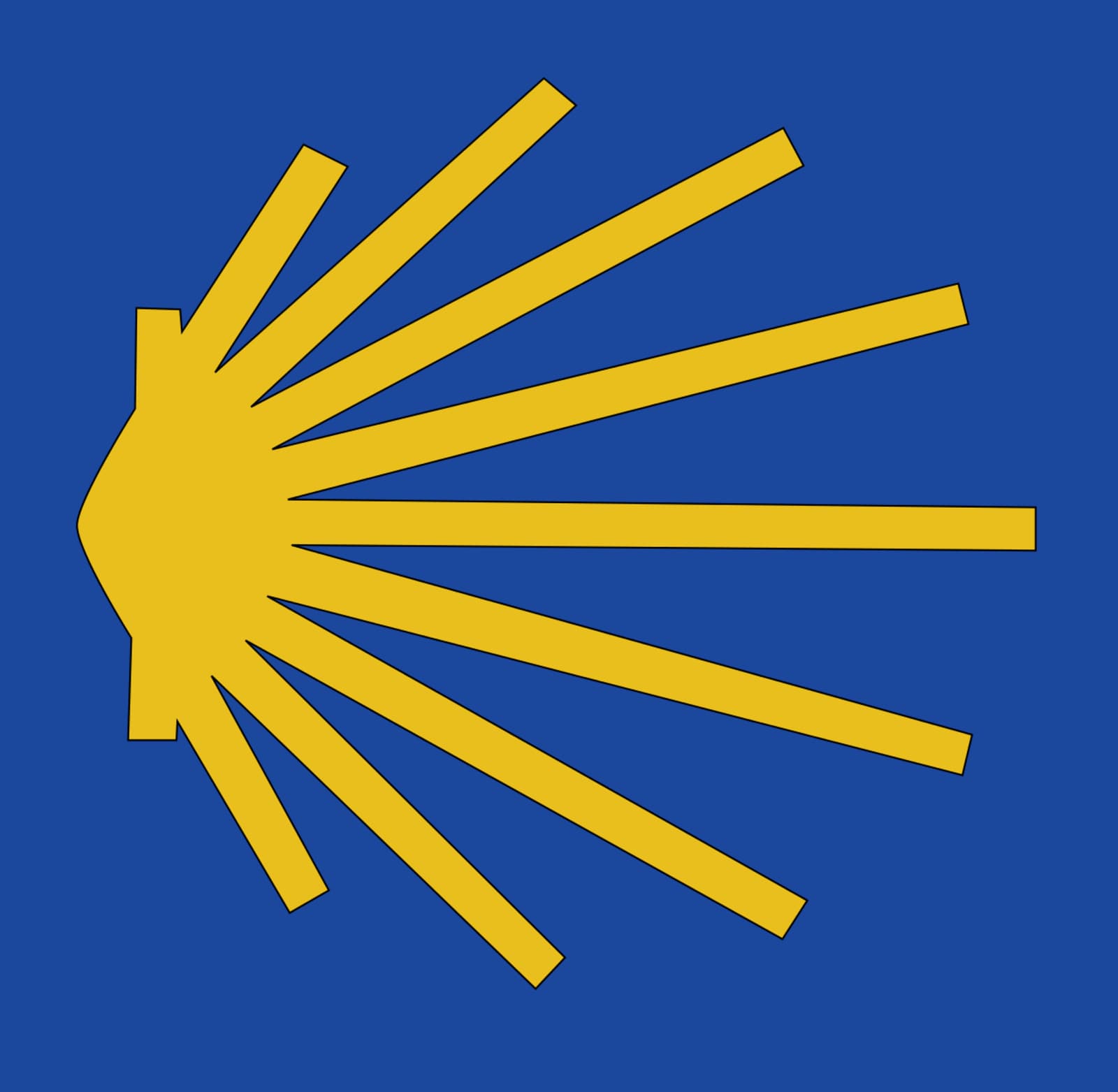 The yellow scallop shell on a blue ground, the waymark of the Camino de Santiago